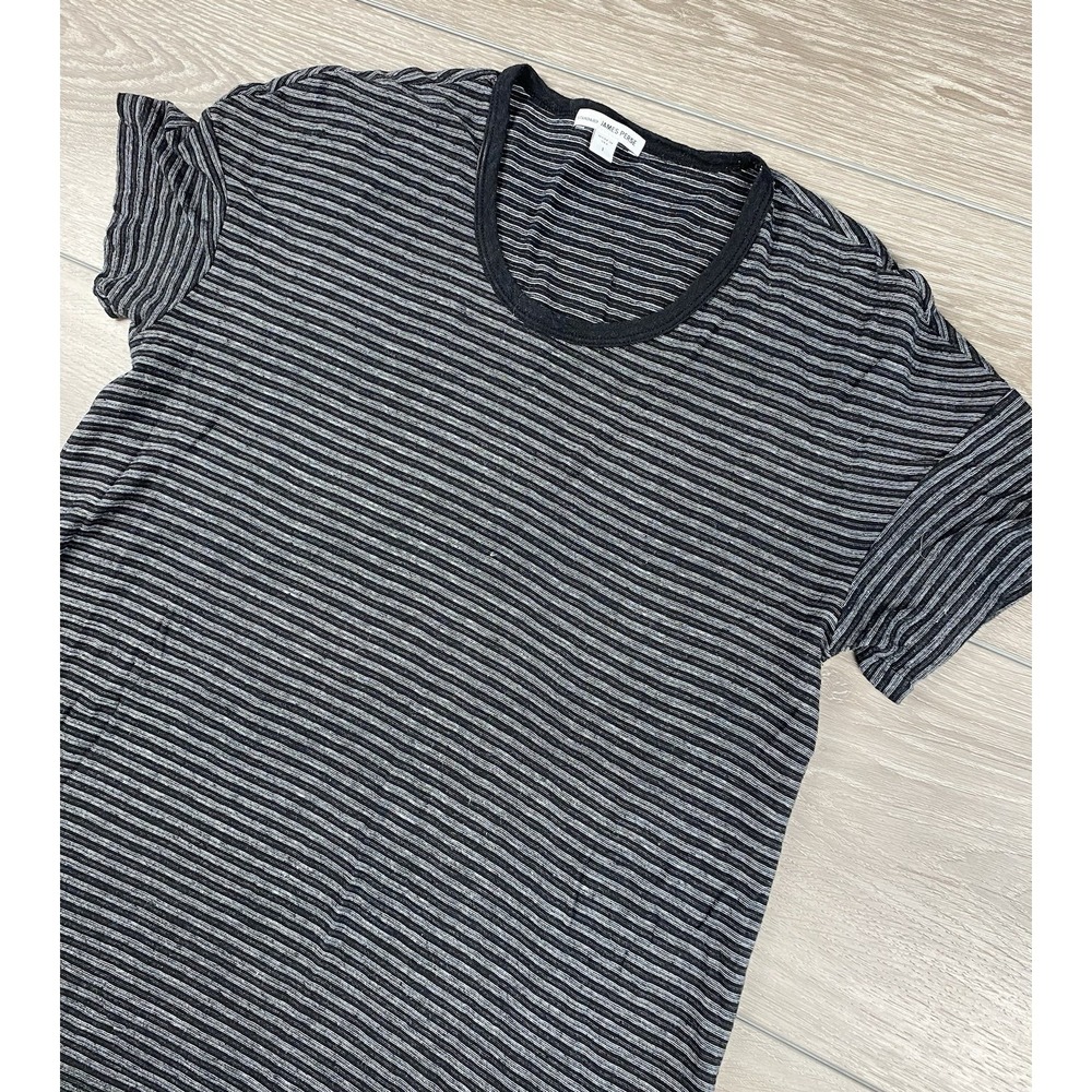Standard James Perse Women's Short Sleeve Striped Tee Black Grey US Size‎ 4